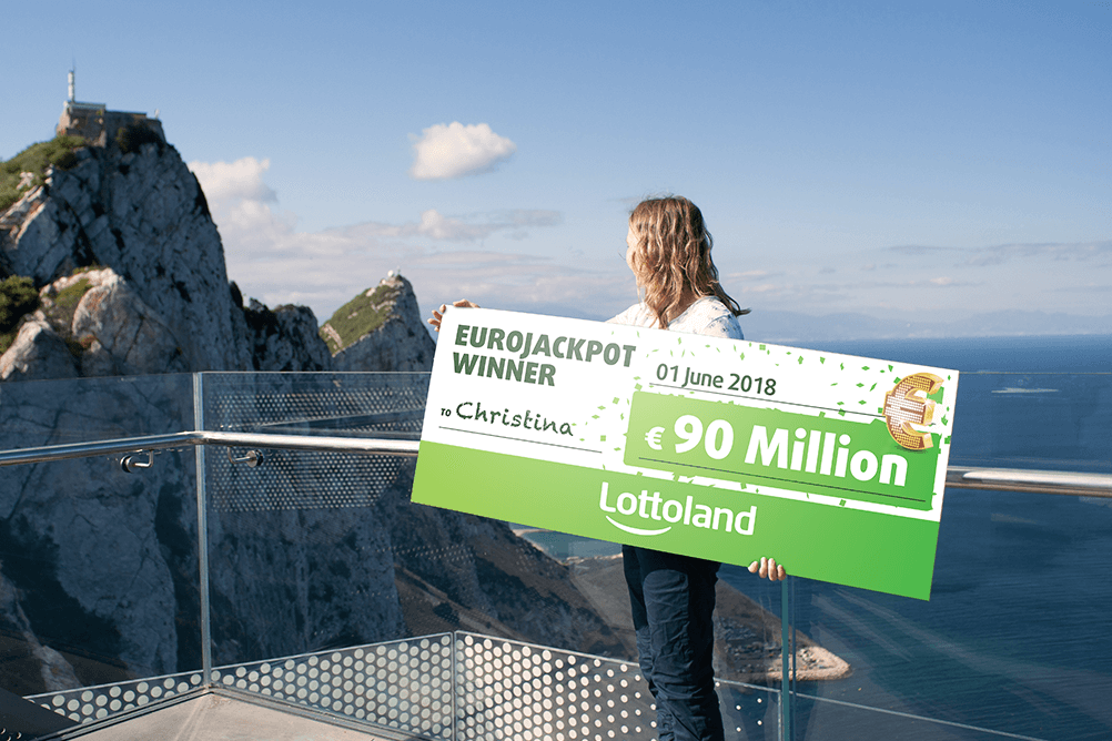 Woman celebrating EuroJackpot win in Gibraltar