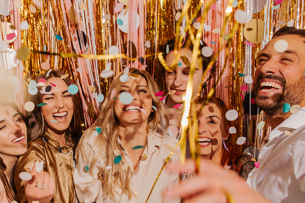 Celebrating MegaMillions jackpot Friends happy celebrating MegaMillions jackpot win