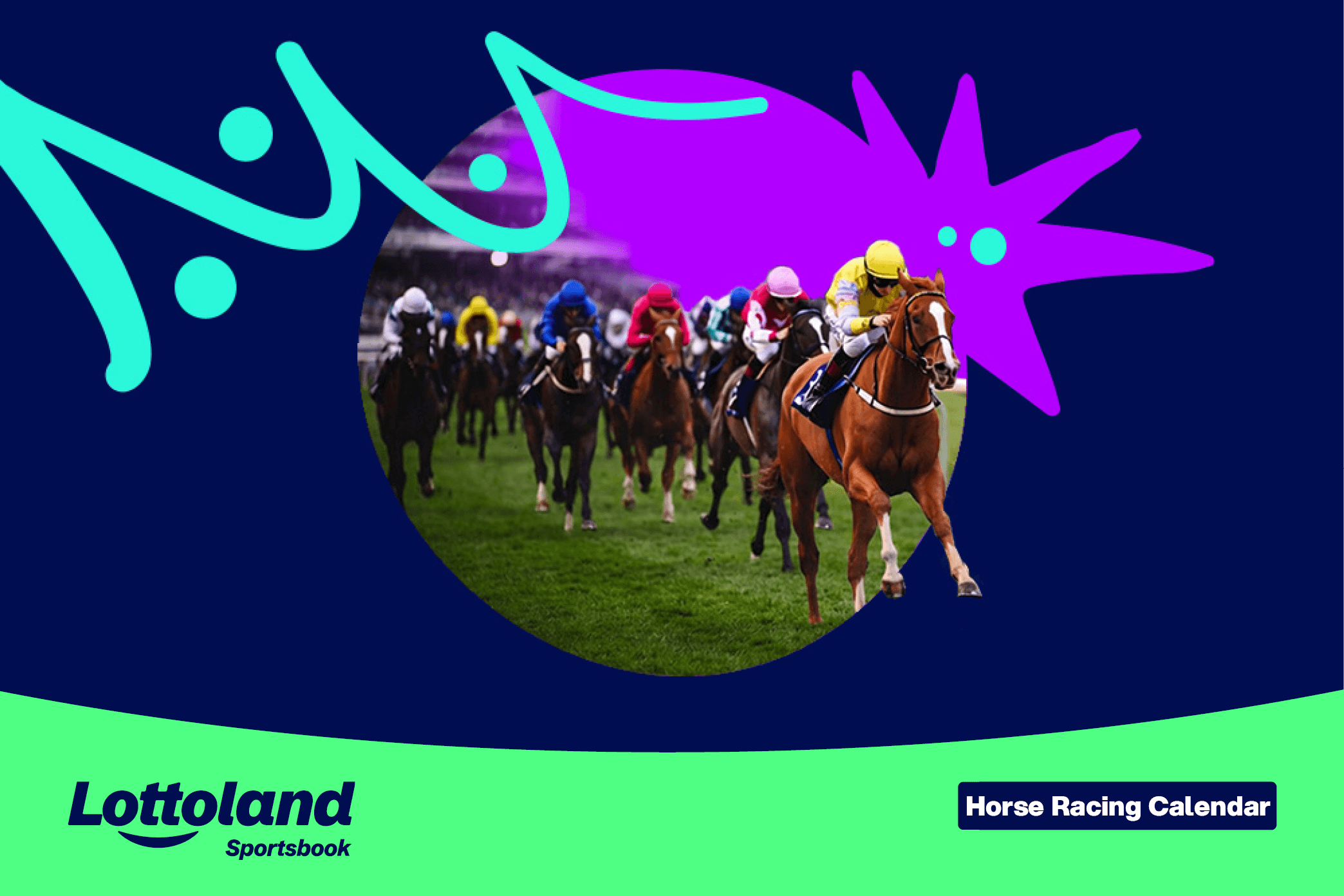 A snapshot of a horse race in progress at one of the events on the Uk's horse racing calendar.